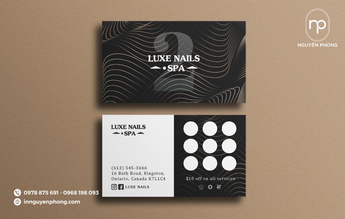 mẫu thẻ liệu trình spa đen trắng